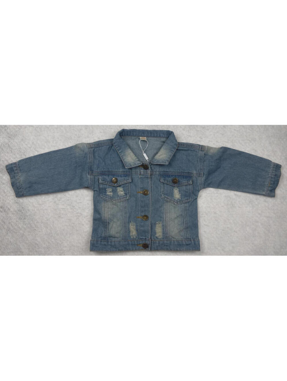 IBTOM CASTLE Baby Girls 6/12M (80) Distressed Denim Light Wash Jacket NWT